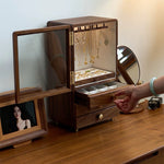 Lunaris handcrafted walnut jewelry storage box close-up
