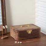 Luxury Lunaria Retro Black Walnut Jewelry Box