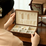 Luxury Solara Black Walnut Embroidered Jewelry Box