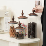 Medieval Retro Style Glass Canister with Walnut Lid