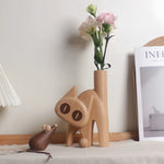 Meow Decor Natural Wooden Flower Vase
