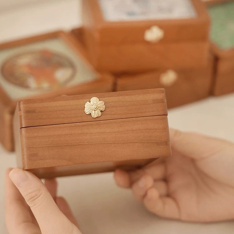 Merrin art glass–topped cherry jewelry box