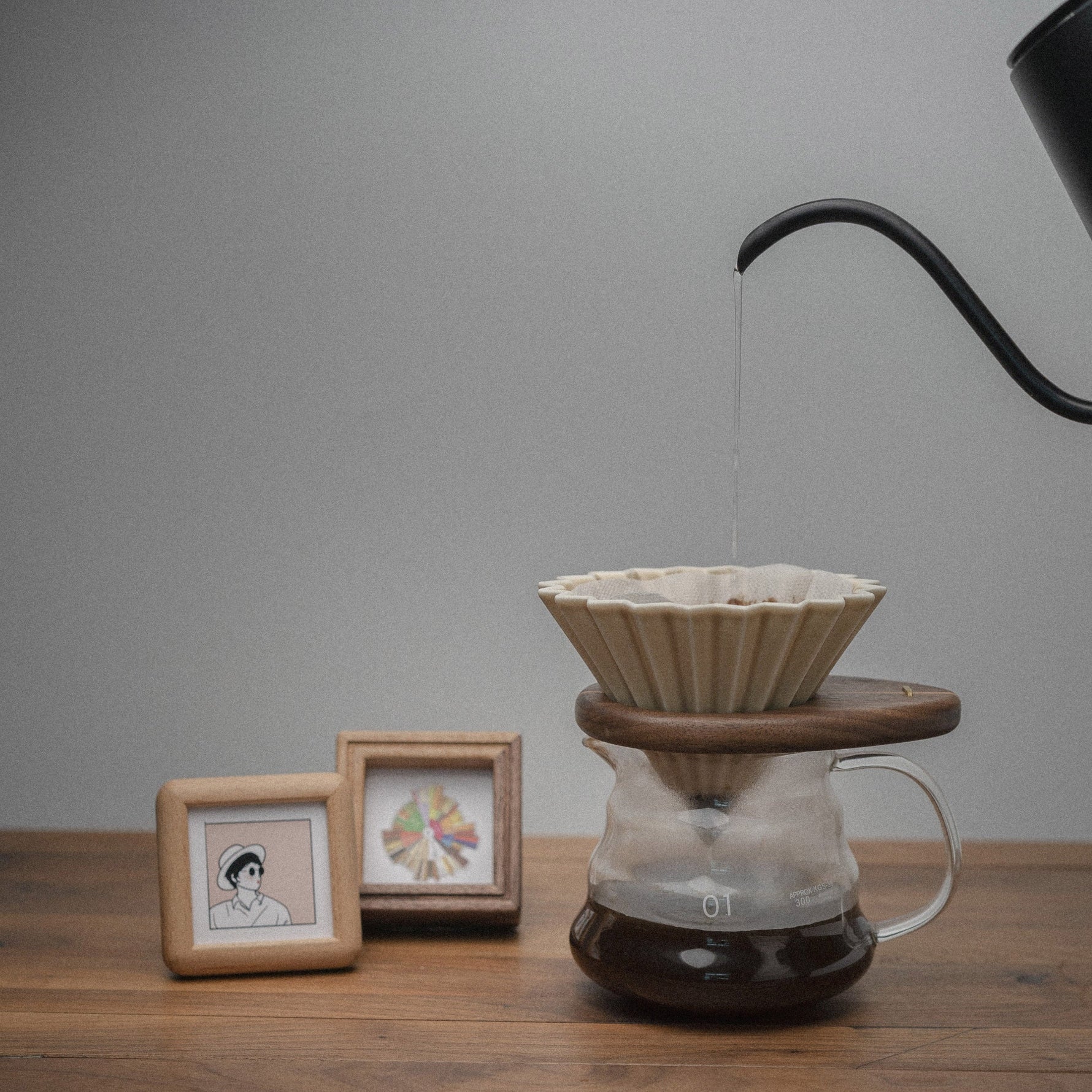 Minimalist Mori wooden V60 pour-over coffee stand