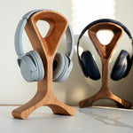 Minimalist solid wood headphone display stand
