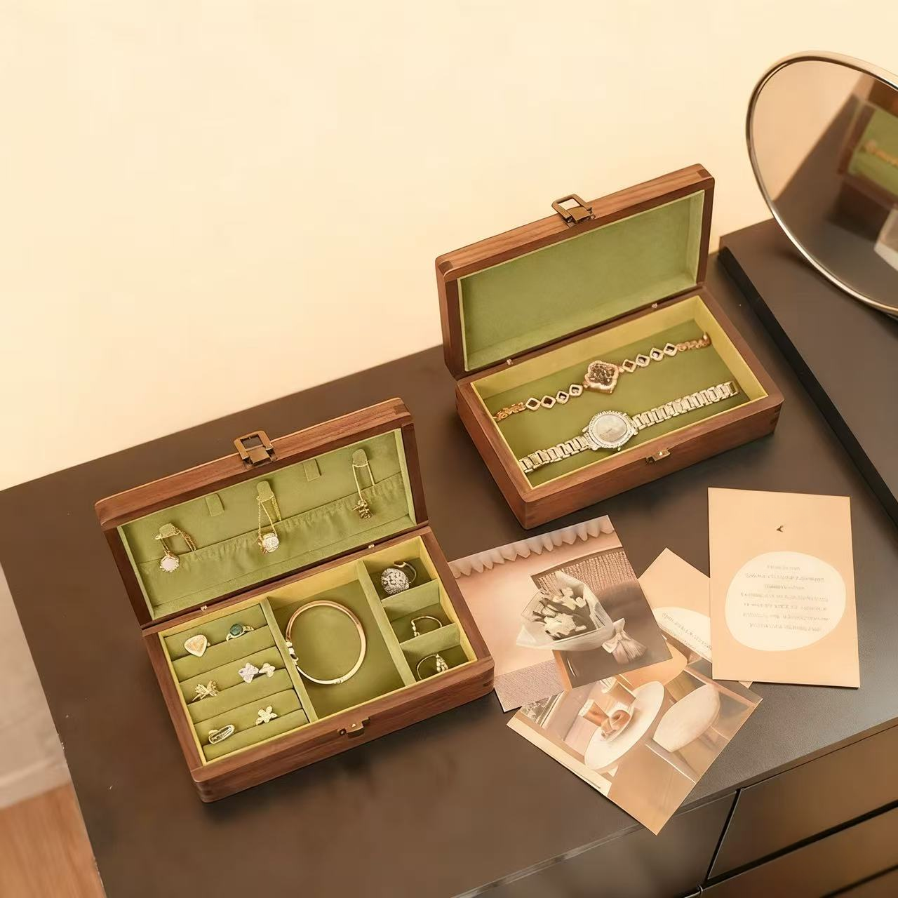 Modern minimalist walnut jewelry box for accessories