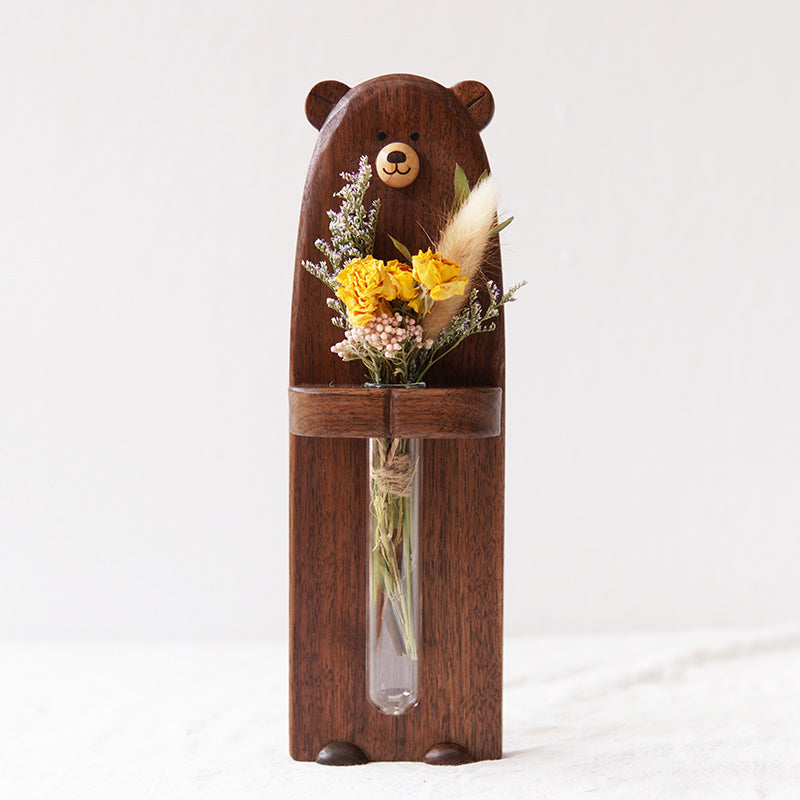 Nino Bear small solid wood decorative vase