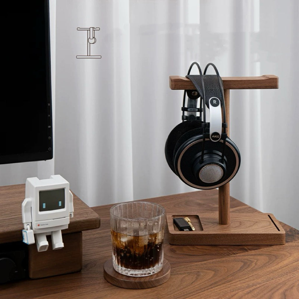 Nori premium black walnut wood headphone stand