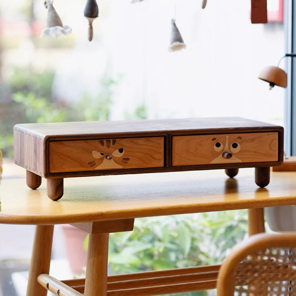 Pawpair Solid Wood Monitor Stand on office desk