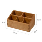 Pivo Black Walnut Remote & Desktop Organizer Box on wooden table