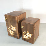 Premium walnut jewelry box with intricate floral design