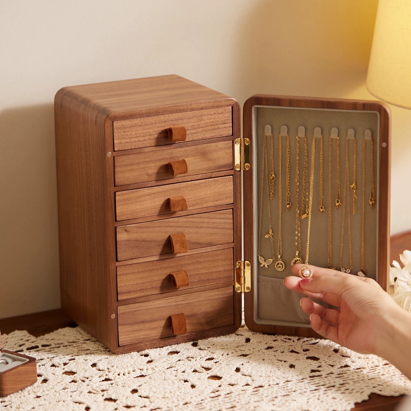 Prestige Walnut Jewelry Organizer Chest