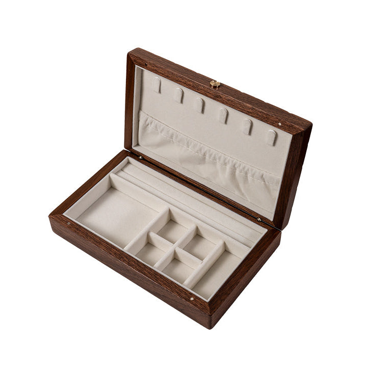 Retro-style Lunara Chocolate Black Walnut Jewelry Box