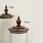 Retro Walnut Lid Glass Canister - Medieval Aesthetic