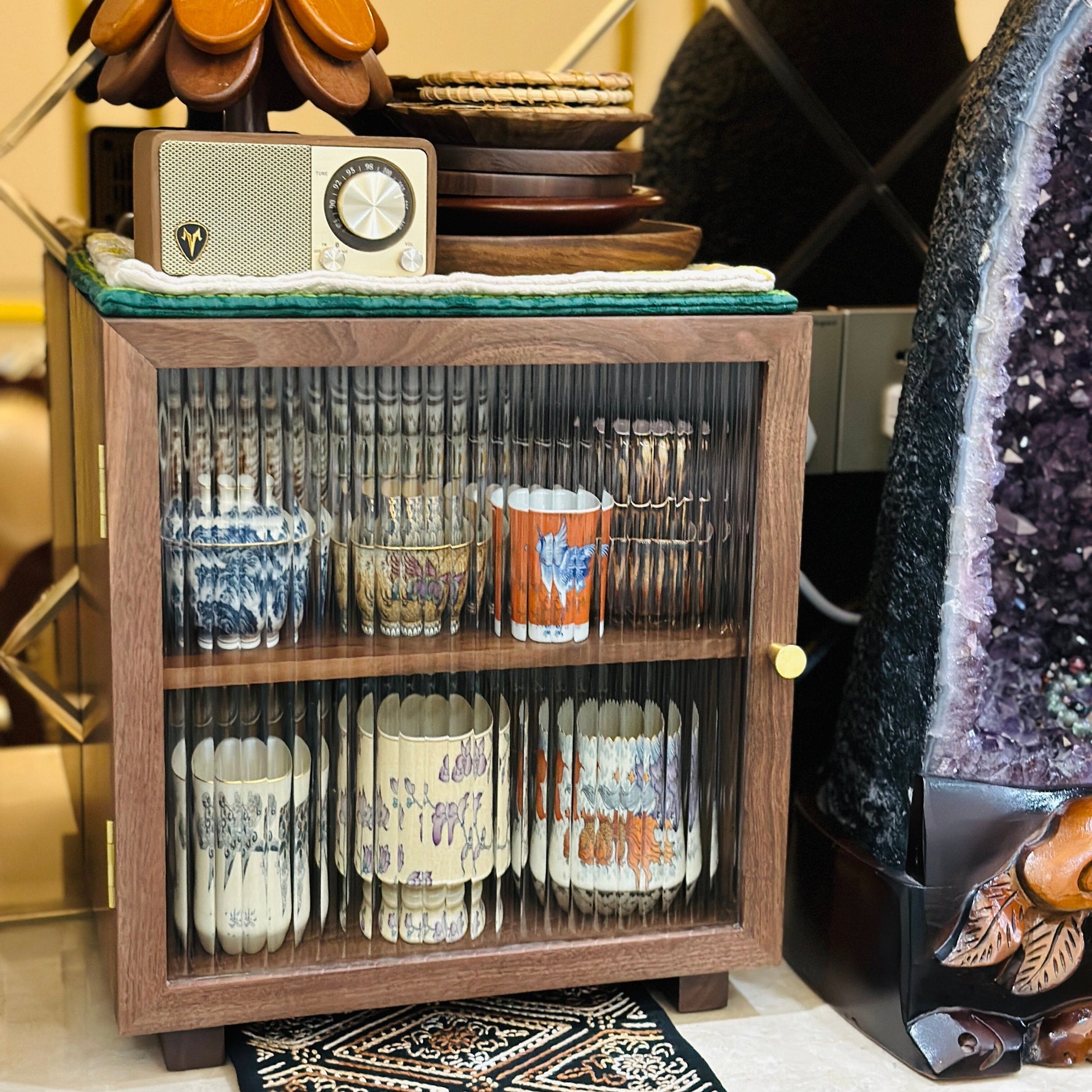 Rina solid wood cabinet for living room organization