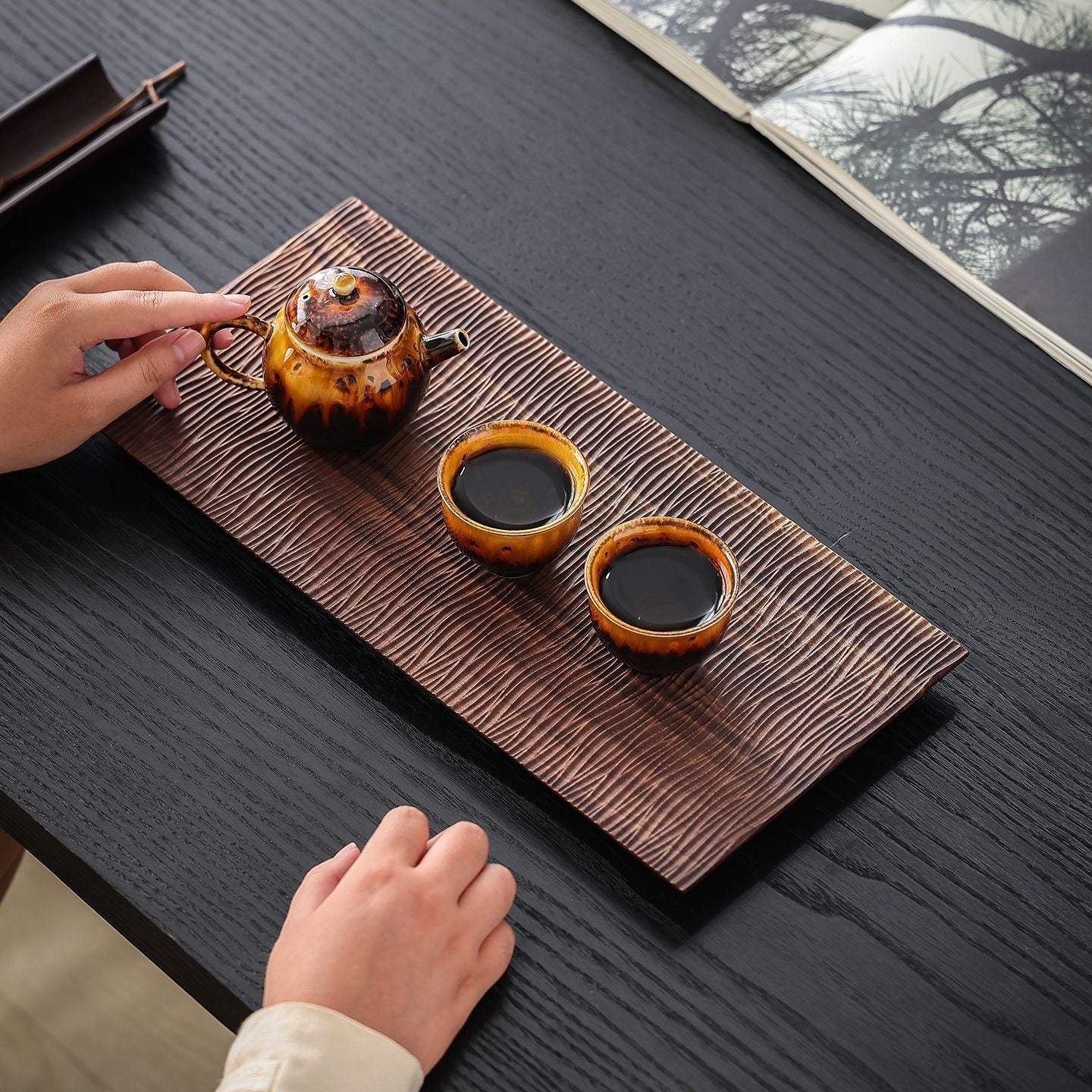 Rishi Minimalist Black Walnut Tea Tray