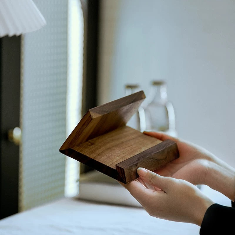 Saterin solid wood stand for displaying CD albums