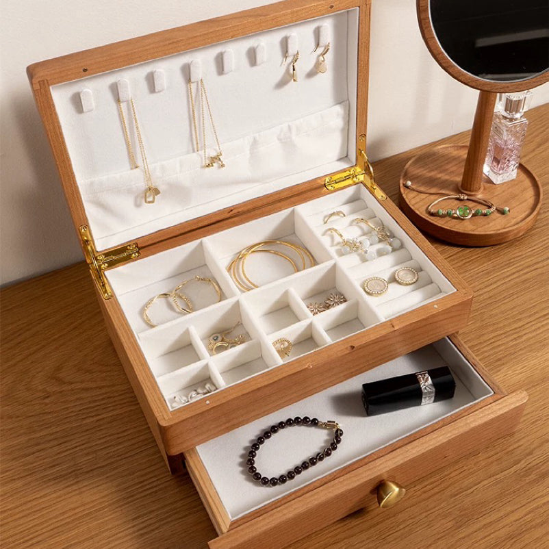 Serenna premium walnut jewelry box with smooth finish