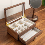 Serenna wooden jewelry organizer box with layered structure