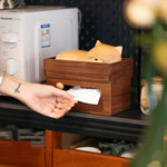 Sleepy Kitty-themed wooden tissue box for home