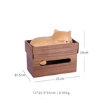 Sleepy Kitty wooden tissue box for living room