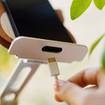 Smiley Toto Adjustable Phone Tablet Stand holding smartphone