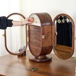 Solenne wooden jewelry cabinet with vanity-style mirror
