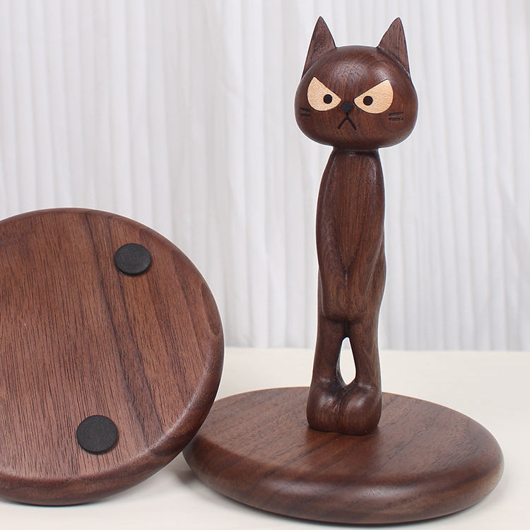 Solid Wood Cat Tissue Holder for Home Decor
