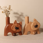 Solid Wood Dog Shaped Flower Vase
