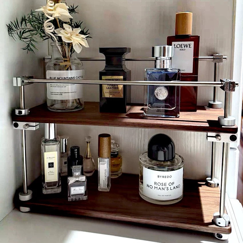 Sorty walnut multi-tier storage rack for home office