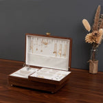 Two-layer solid walnut jewelry box for rings and accessories