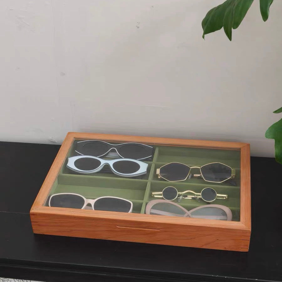 Vireo solid wood organizer box for sunglasses collection
