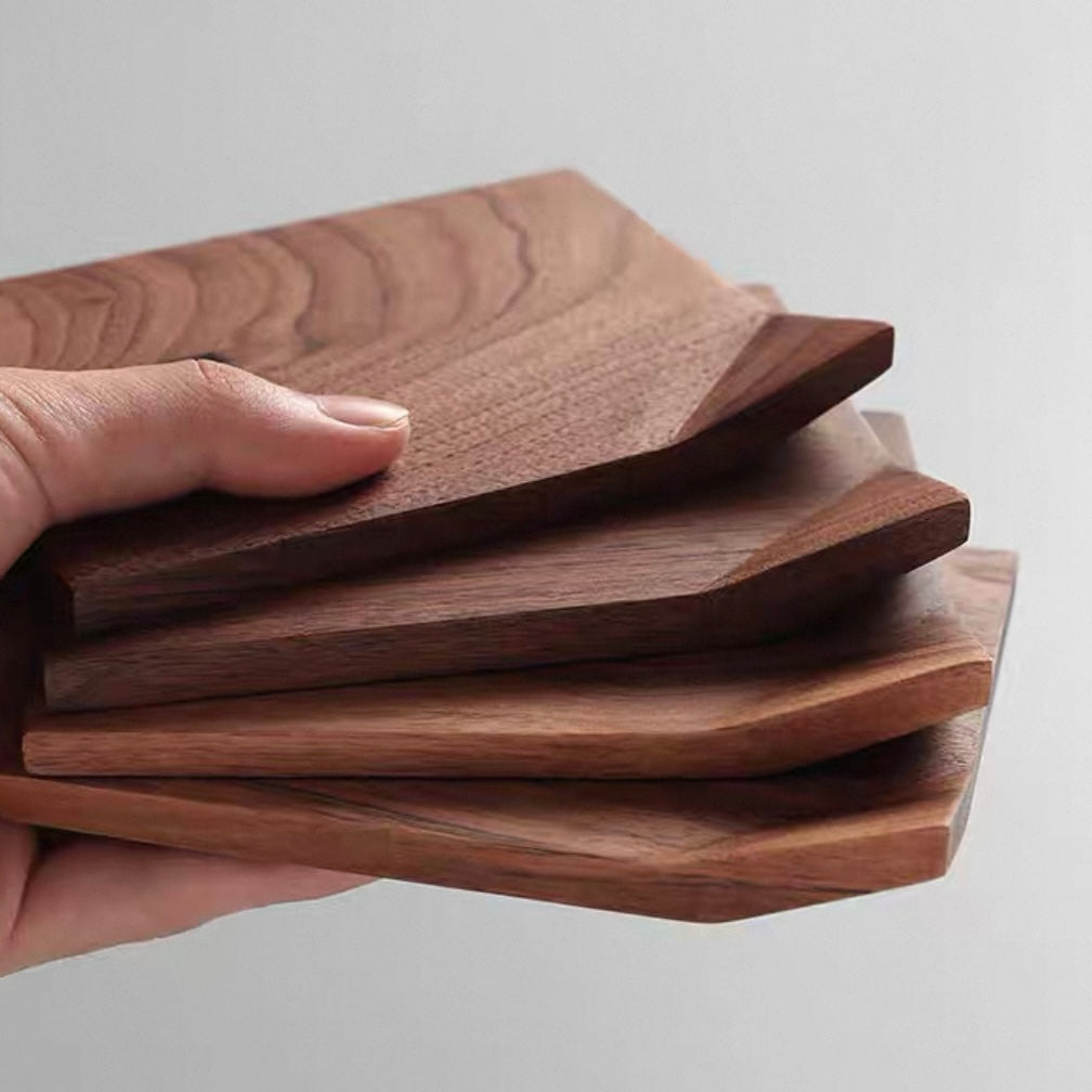 Walnut Coaster Set with Folded Corners
