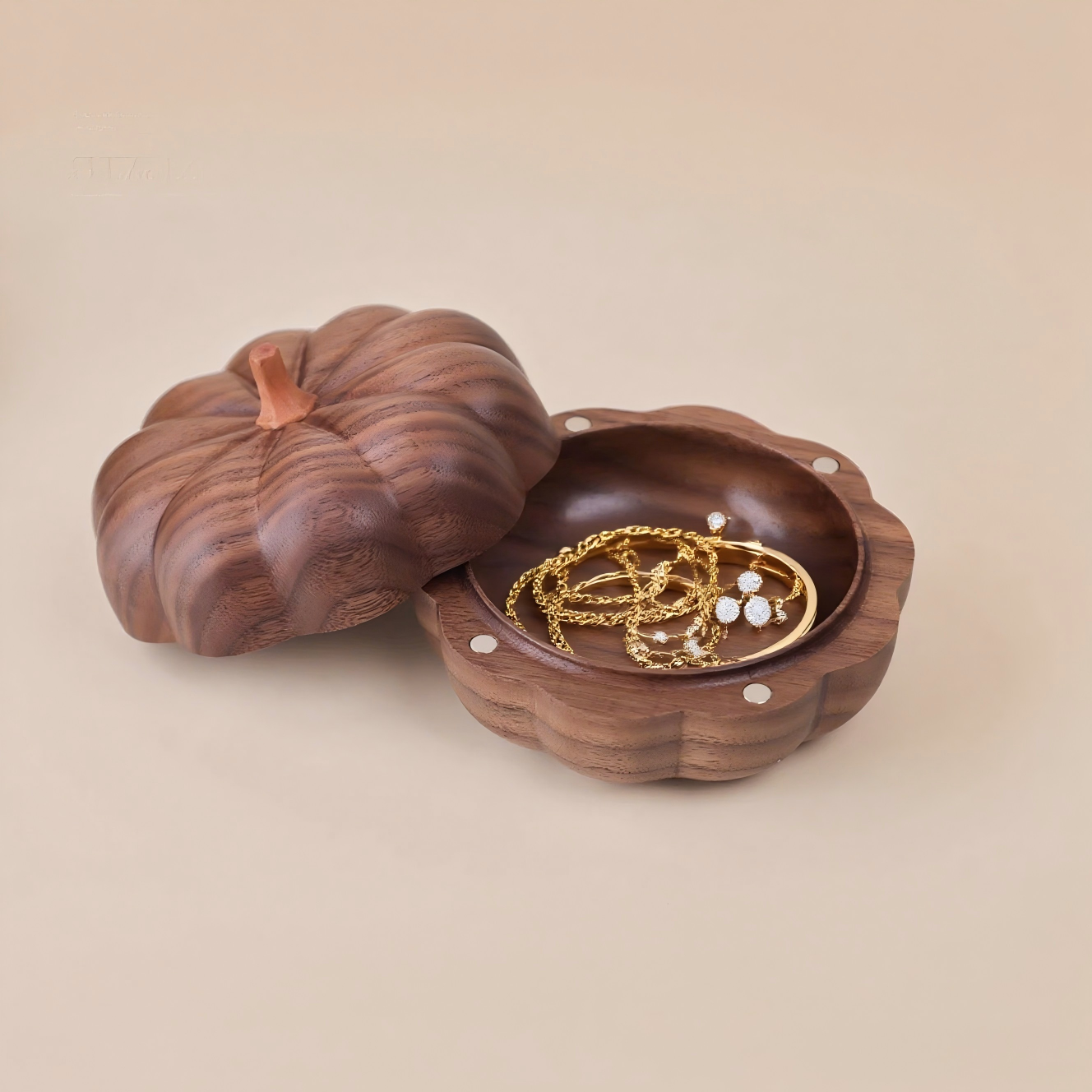 Walnut Jewelry Box with Pumpkin Design