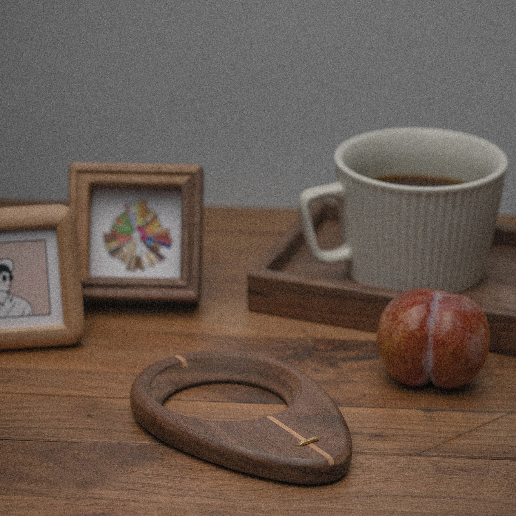 Wood pour-over stand for V60 dripper on kitchen counter