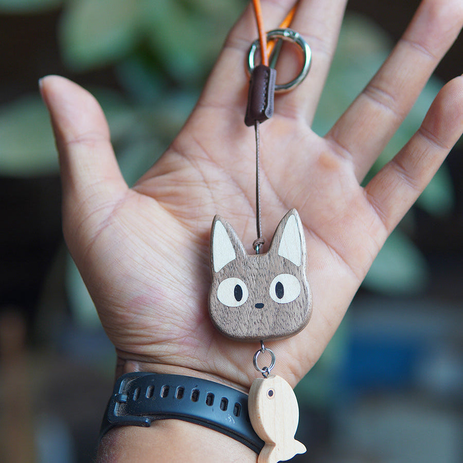Wooden Kitty Bag Charm