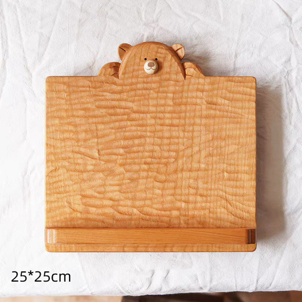 Wooden bear-shaped stand for books and tablets