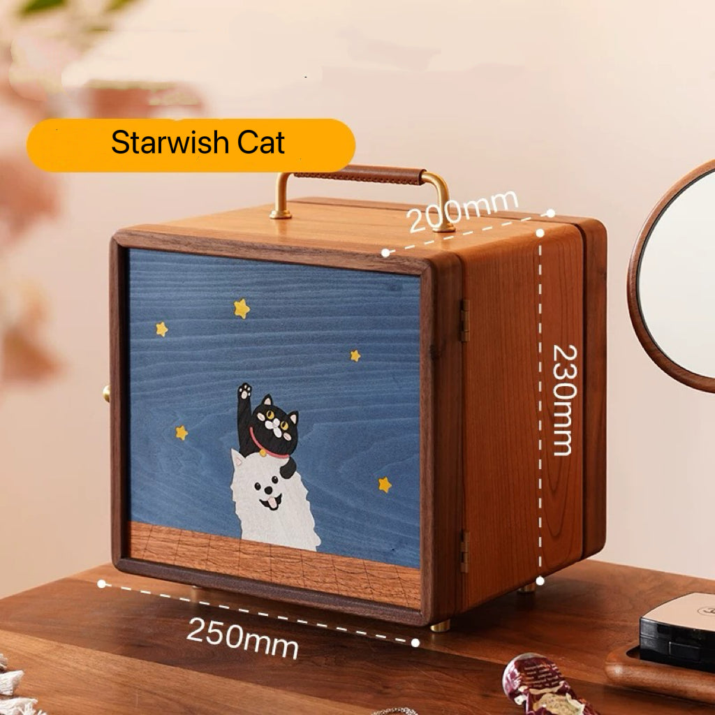 Xmas Exclusive Solid Wood Jewelry Box with Christmas decorations