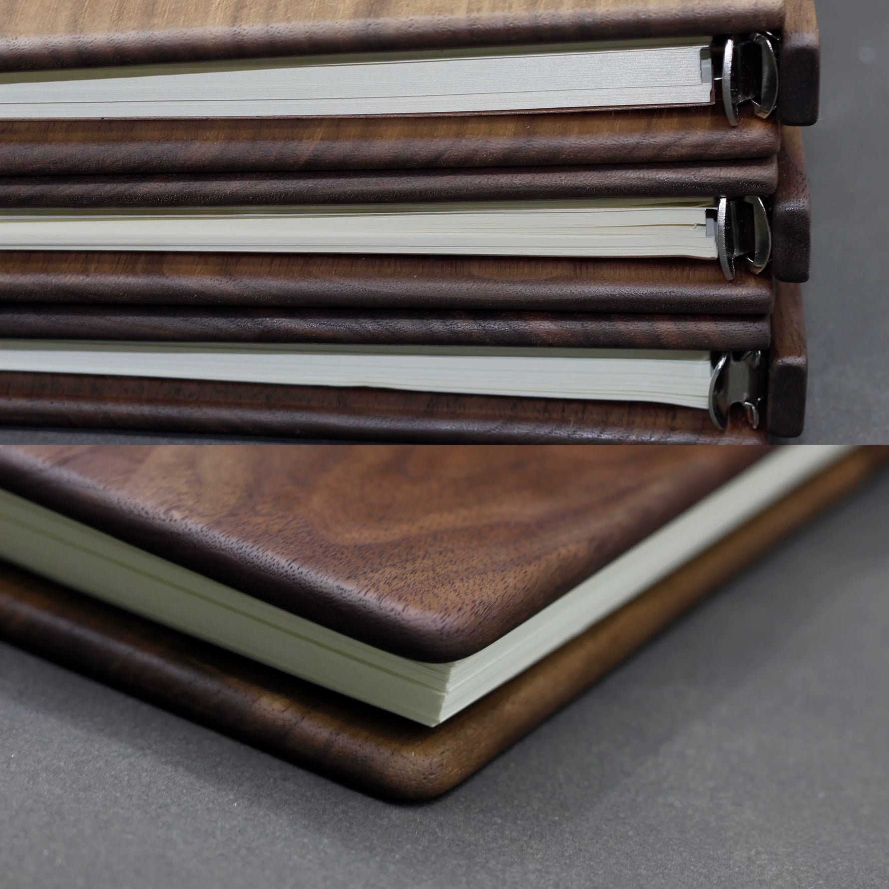 black walnut wood cover binder notebook