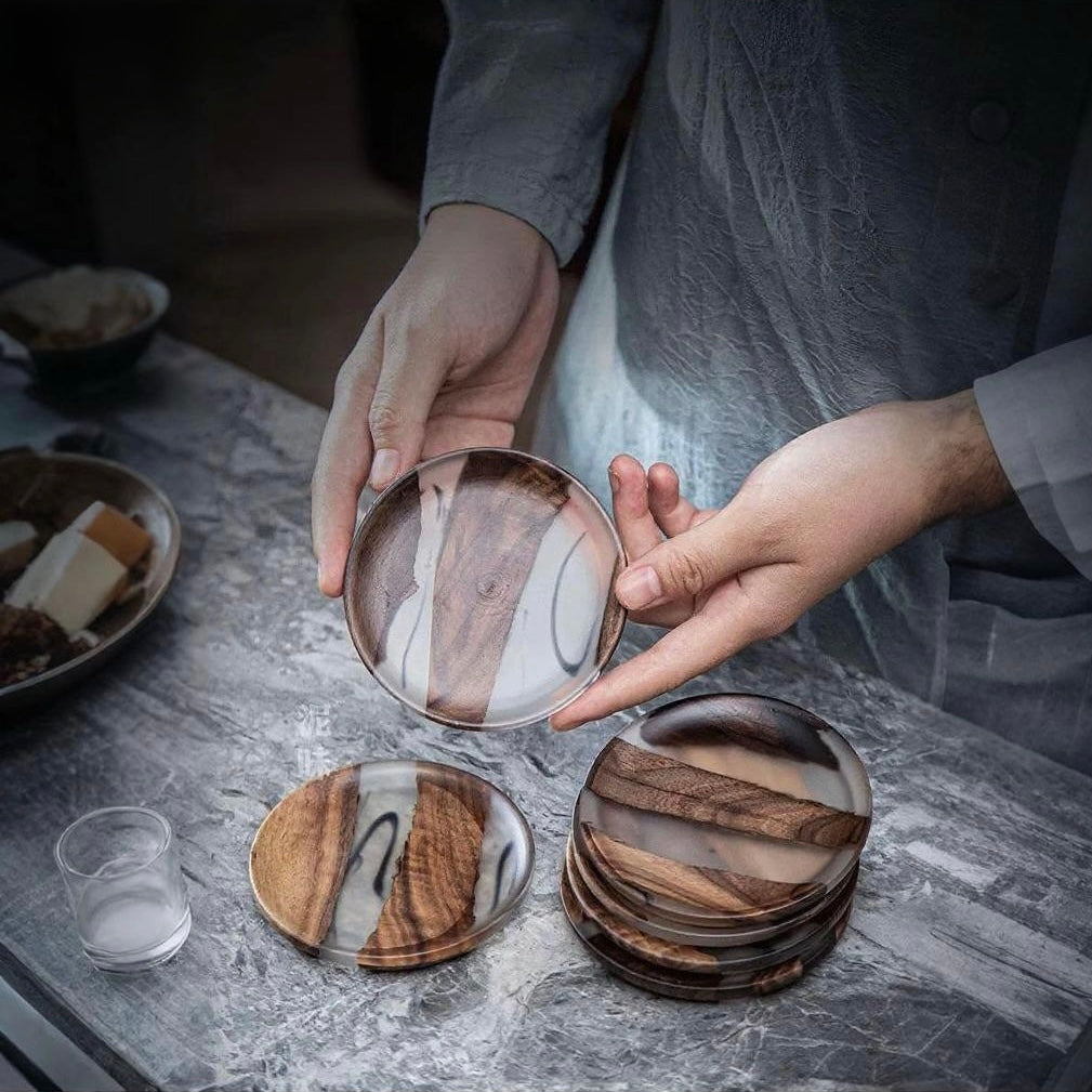 epoxy resin walnut coasters
