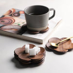 flower petal walnut coasters