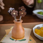 handcrafted black walnut flower fruit picks set