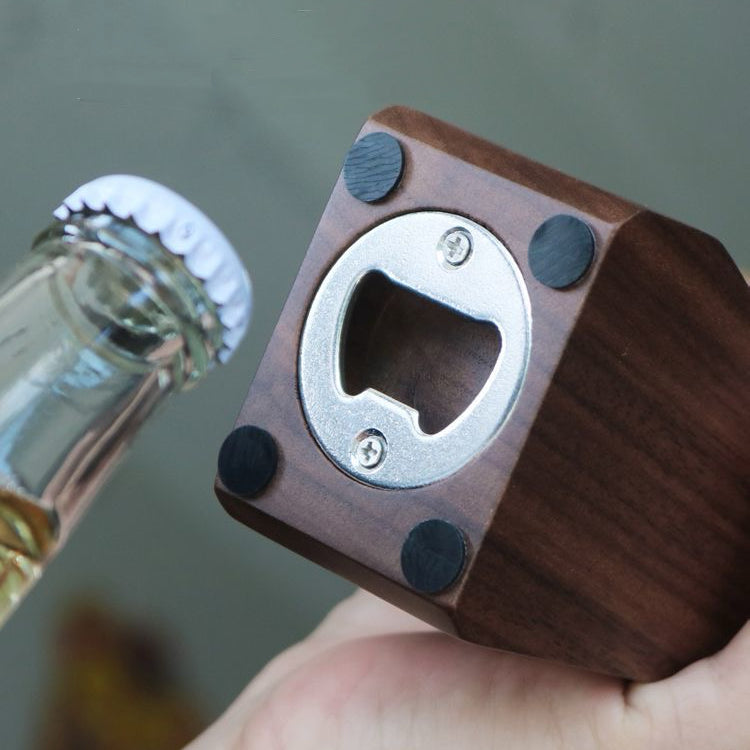 handcrafted walnut bottle opener and desk decoration
