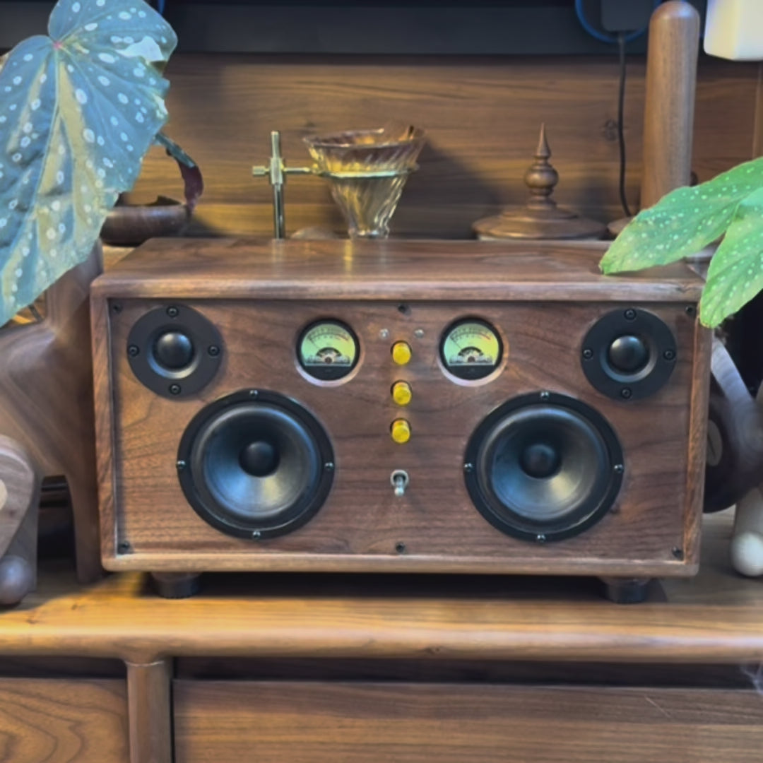 handcrafted walnut Bluetooth speaker