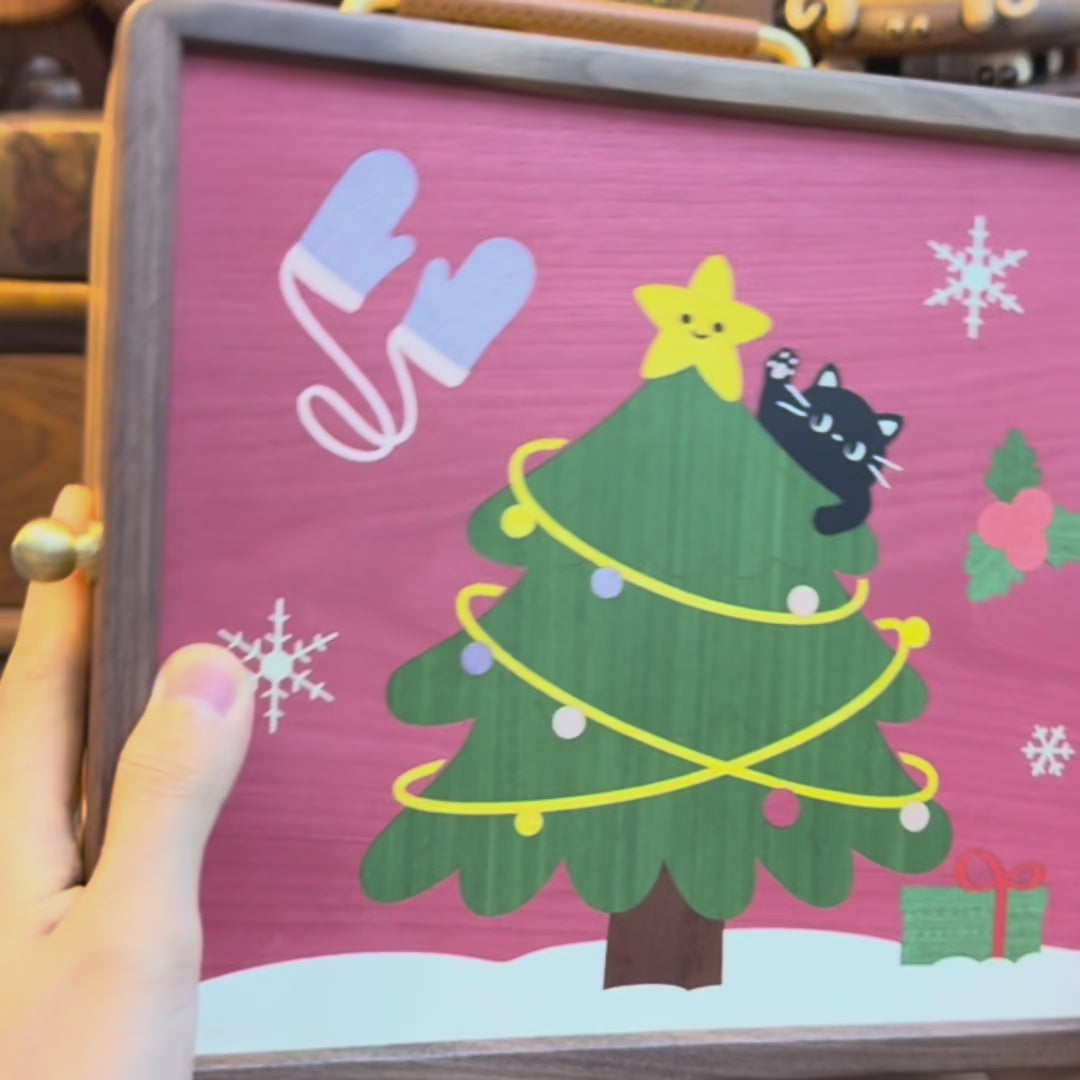 Xmas Exclusive Solid Wood Jewelry Organizer with Handle