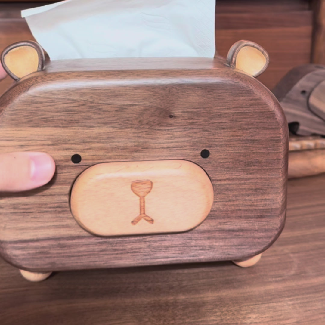 HoneyBear Walnut Wooden Tissue Box