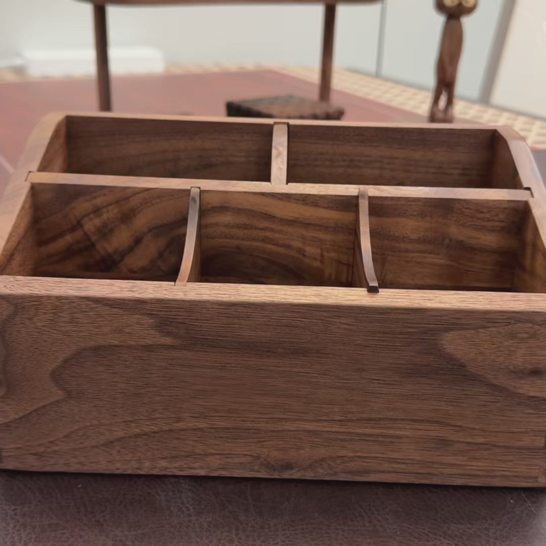 Pivo Black Walnut Remote & Desktop Organizer Box