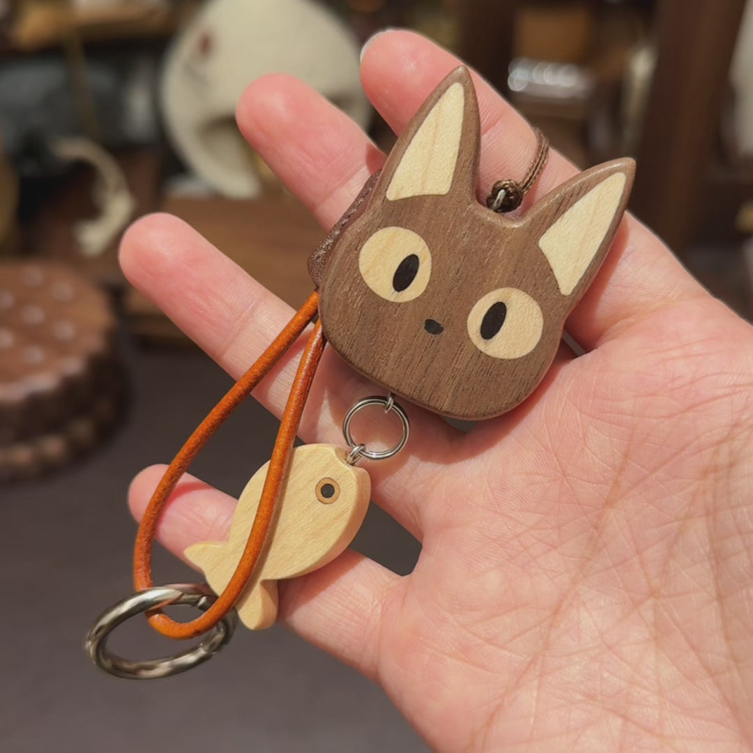 Meow&Fish Solid Wood Keychains