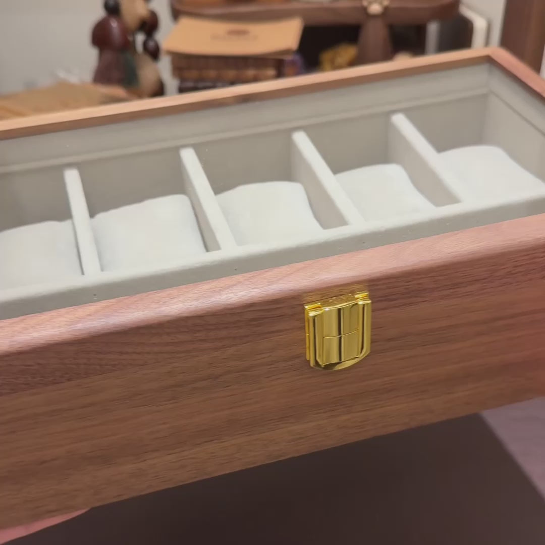 Epoch Walnut Watch Collection Box with Glass Top