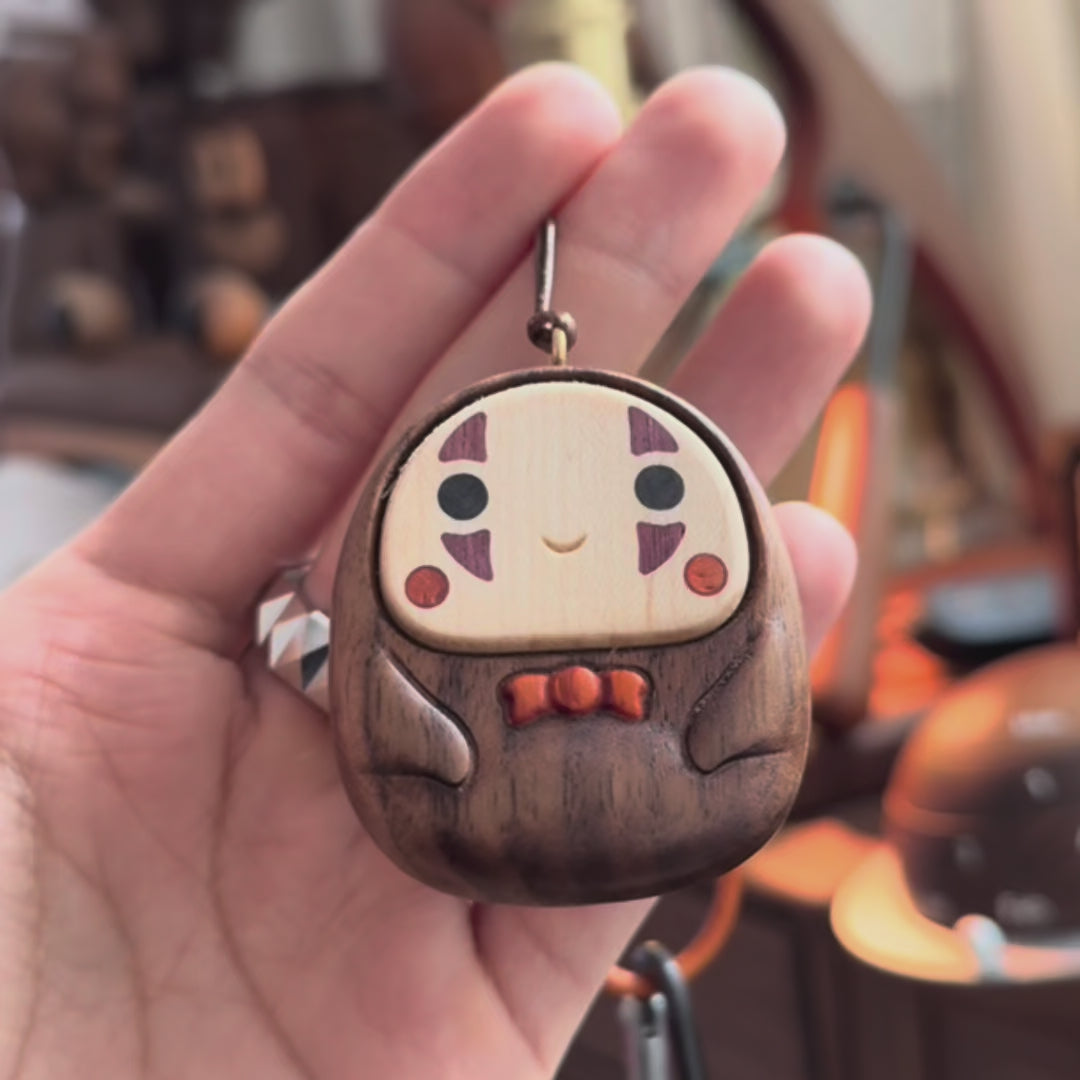 No-Face Wooden Keychain