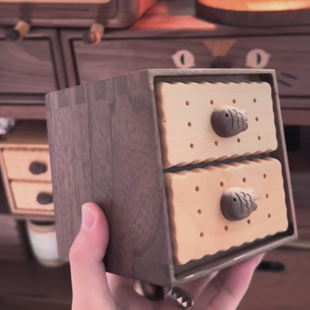 Cookie Wooden Double-Layer Jewelry & Trinket Box